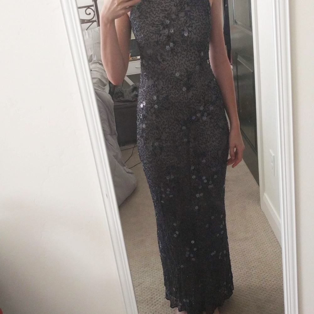 Vintage Blue Beaded Dress